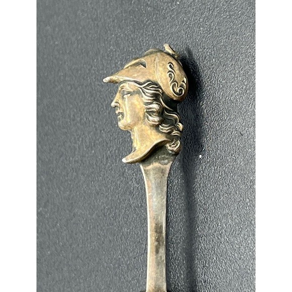 Sterling silver Roman soldier Spoon brooch Athene / Minerva Lapel Pin - Picture 5 of 13